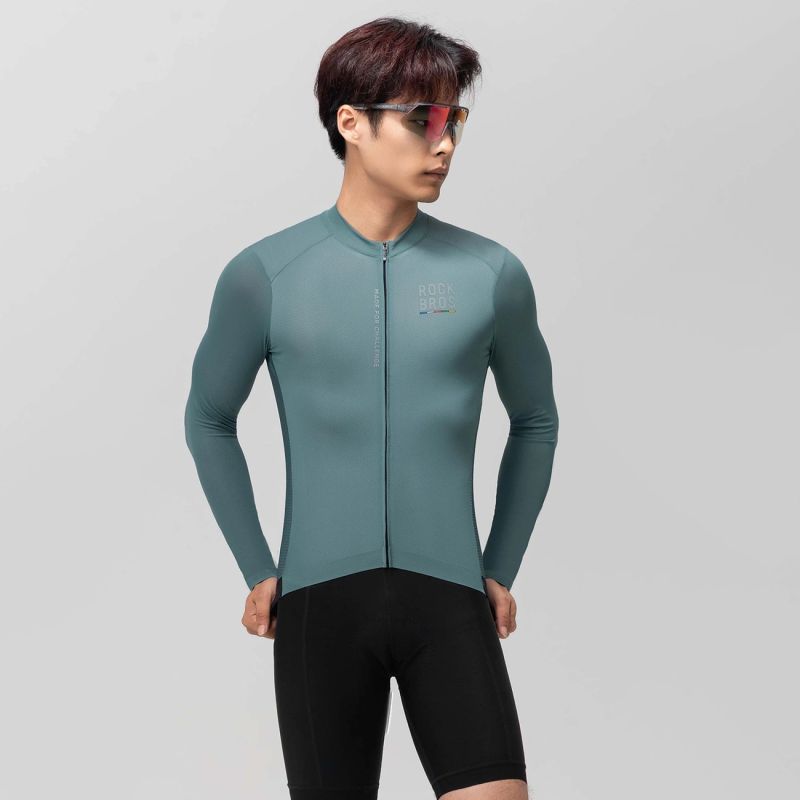 Rockbros 15120015016 ROAD TO SKY men's cycling jersey long sleeve S - gray-blue s \ niebieski póló