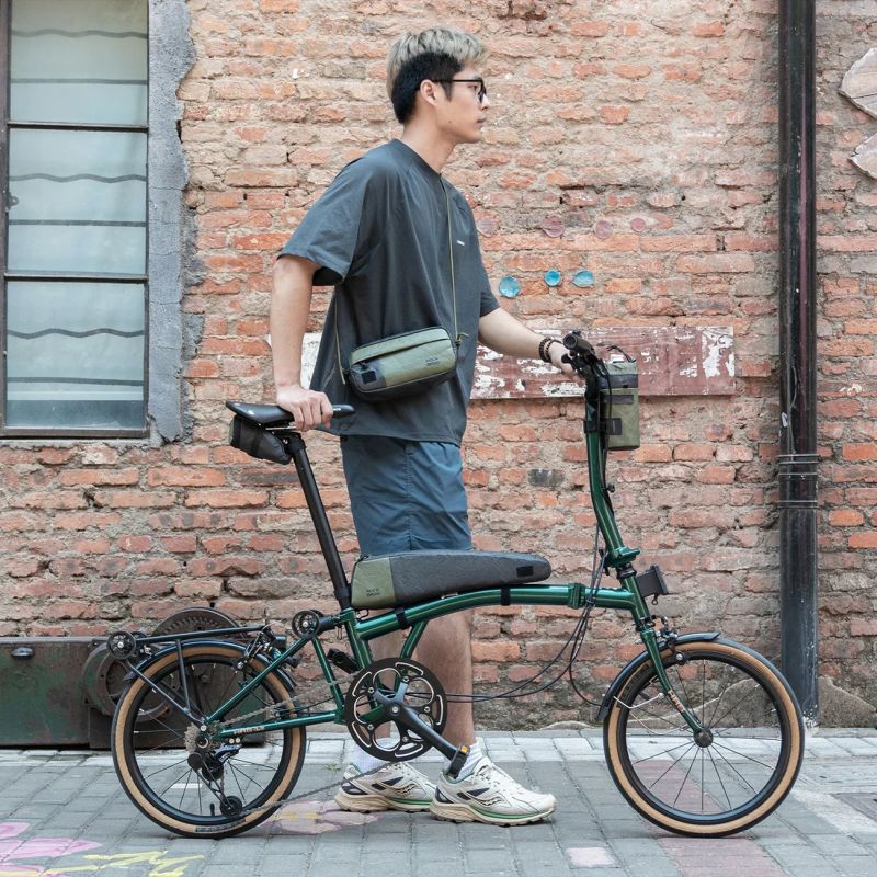 Rockbros DB005 Top Tube Bike 0.9L - Black and Green zöld táska