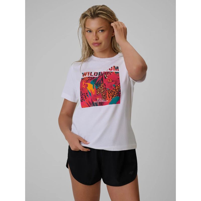 4F Women's regular printed T-shirt ruházat 4FRSS26TTSHF4514-10S