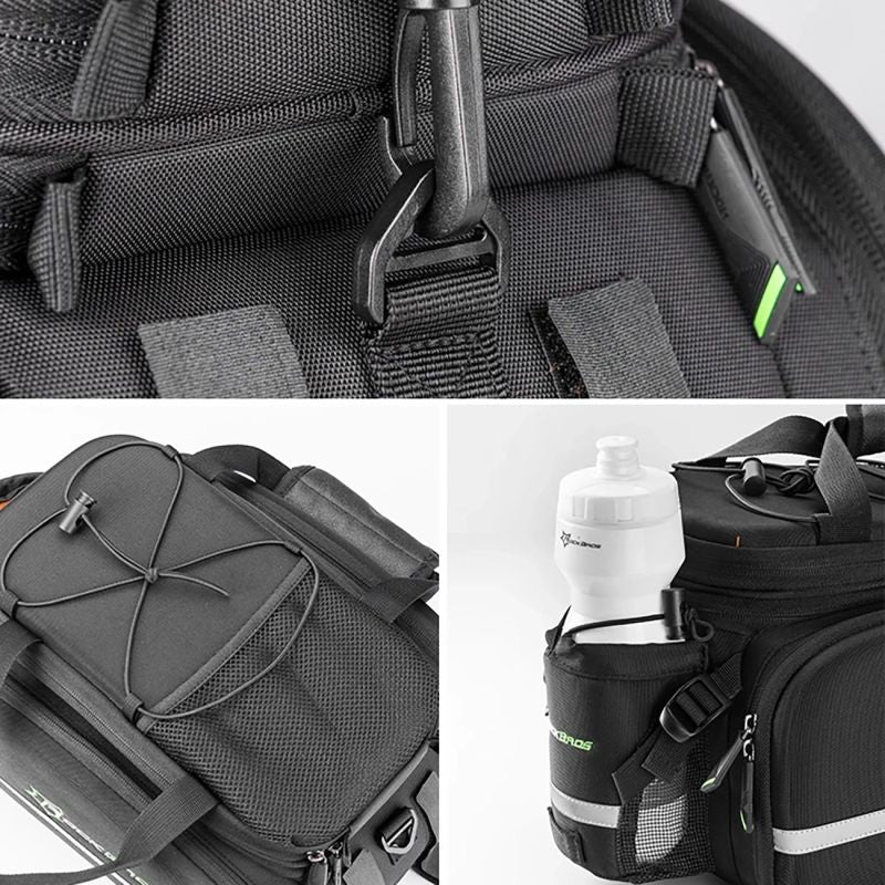 Rockbros A6-03BK bicycle for trunk 35 l with fold-out pockets - black fekete táska