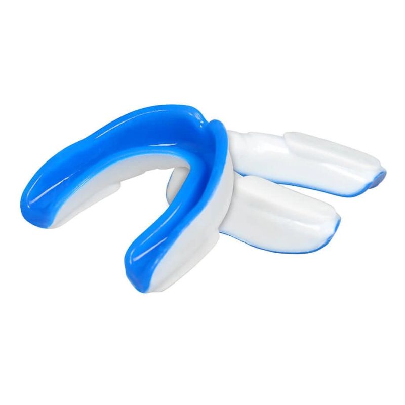 DBX Bushido Gel Mouthguard + Box - White and Blue | GelTech kék protectors and knee pads