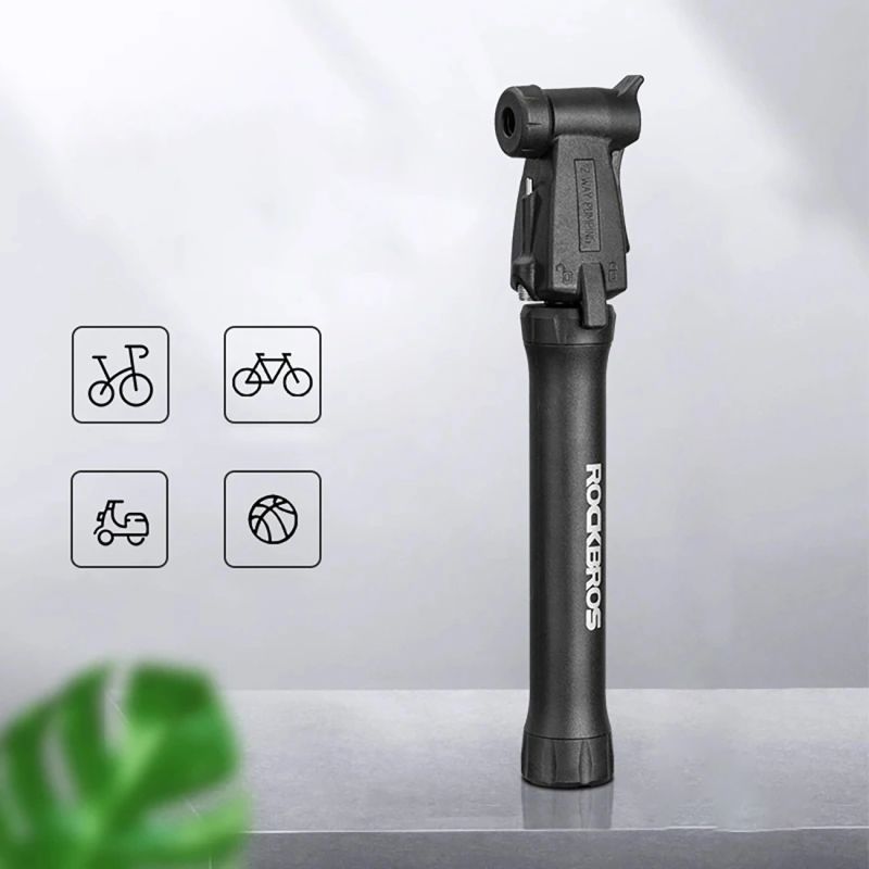 Rockbros TM-1701P 80 PSI Mini Bicycle Pump for Presta and Schrader Valves - Black fekete pumpa 304004-211900