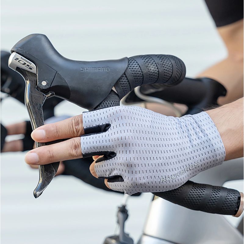 Rockbros Breathable Short Finger Cycling Gloves, Size: L - Gray szary \ l kesztyű