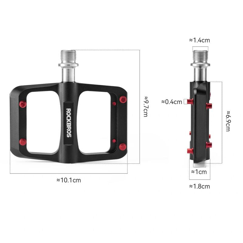 Rockbros Platform Bicycle Pedals with Titanium Axle and Magnesium Alloy Bearings - Black