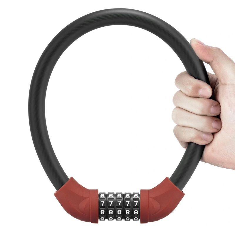 Rockbros bicycle lock with code, steel cable, 85 cm - red