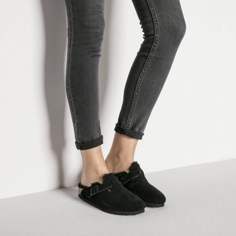 Birkenstock Boston Shearling Black Women's Wool Insulated Clogs in Suede Leather Narrow (0259883) Kiegészítő