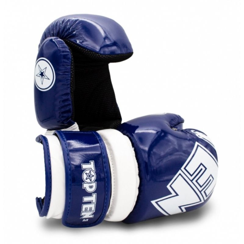 TOP TEN ROTT "GLOSSY BLOCK" Open Gloves jasnoniebieski+xs kesztyű