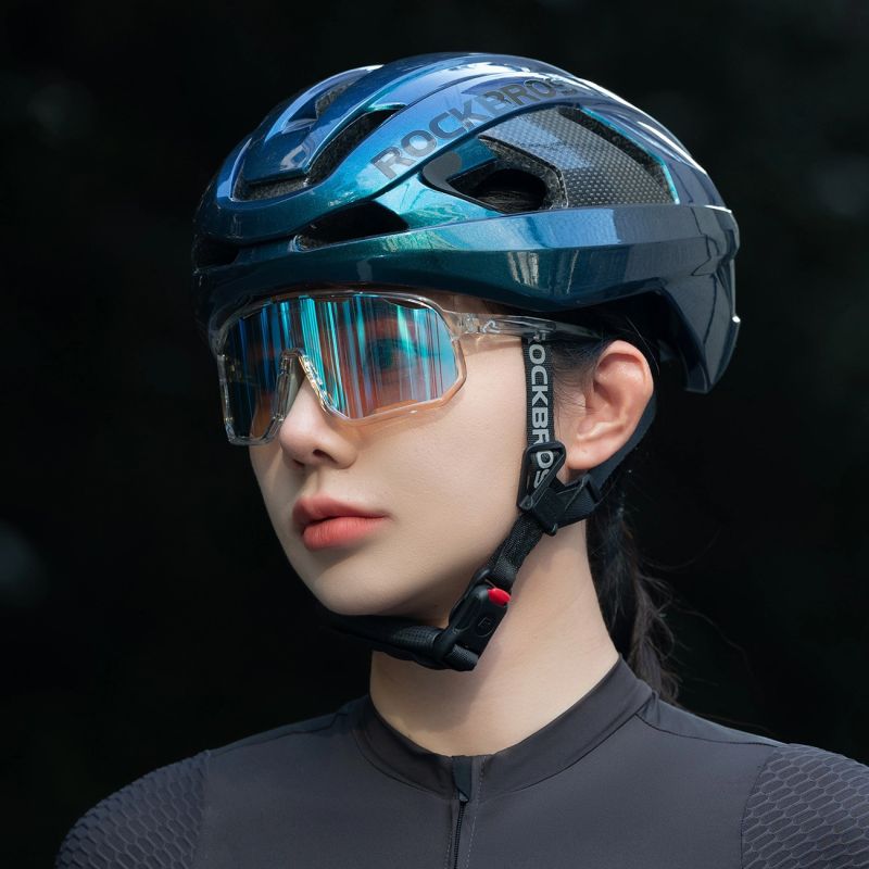 Rockbros LK-15 Carbon Fiber Bike Helmet Size L (58-62cm) - Chameleon Blue niebieski helmets, lights