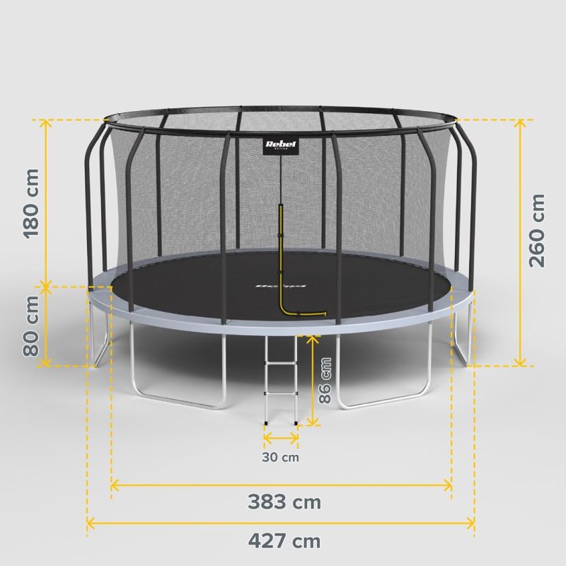 Rebel Active Trampoline Pro 14ft/427cm, Net, Ladder ladders, nets RBA-8004