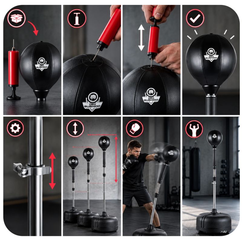 DBX Bushido Standing boxing for adults, adjustable, reflex | fekete labda TLS-NK