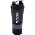 Pure 2 Improve Fitness Shaker Bottle 500ml Black Gray fekete water bottles, nutrients and supplements, training equipment