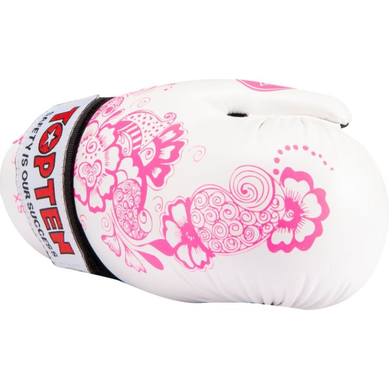 TOP TEN ROTT-FLOWERS Open Gloves (WAKO APPROVED) biało - różowy+m kesztyű