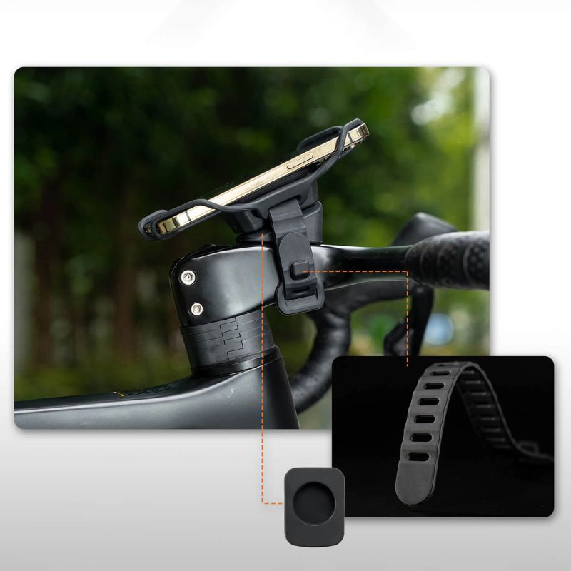 Rockbros 250015001 silicone clamp phone holder - black fekete phones and accessories