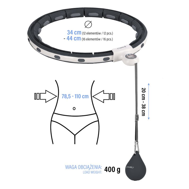 HMS Hhm15 Hula Hop Black With Magnet And Weight + Counter fekete pulóver 17-44-583