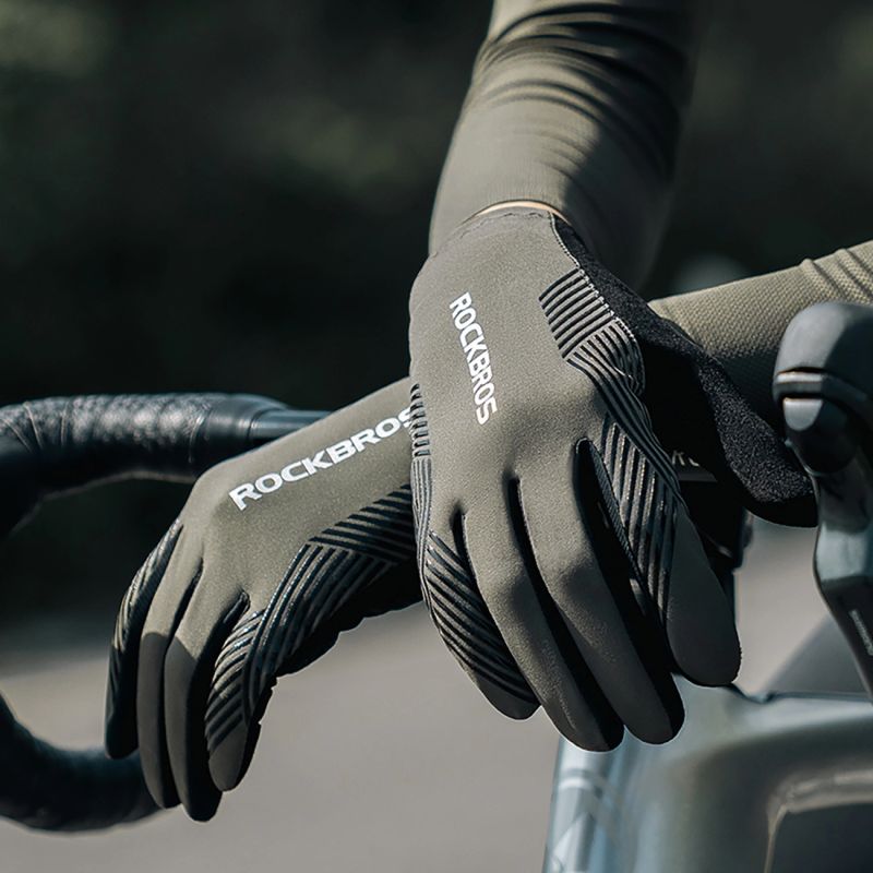 Rockbros cycling gloves spring/summer/autumn, full, size: XL - green zielony \ xl kesztyű