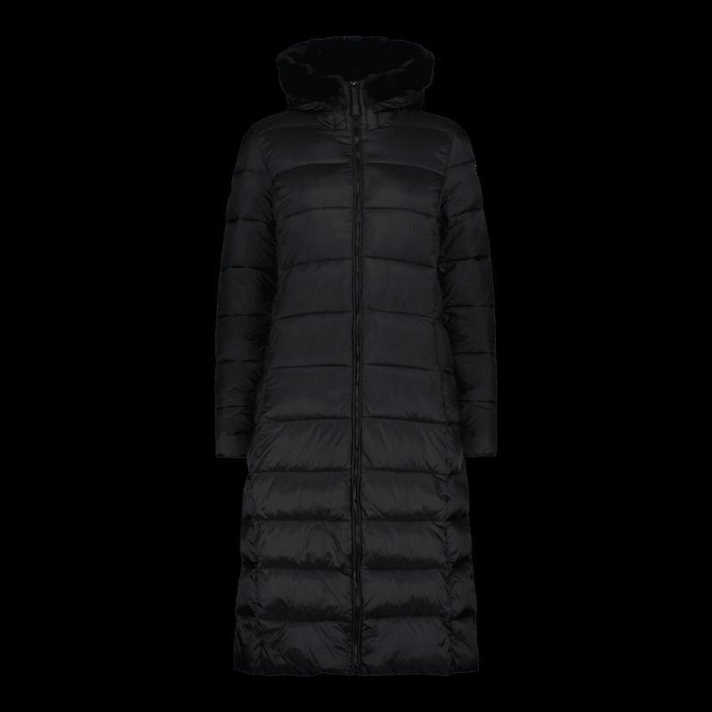CMP women's long winter coat, insulated with hood, black ( ) fekete dzseki