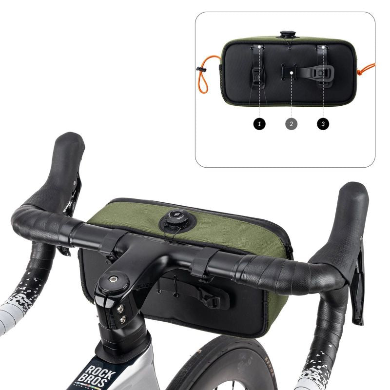 Rockbros TL001 ROAD TO SKY 1.9L Handlebar Waterproof - Green zielony sporttáska 5907769384219-211527