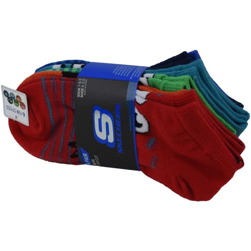 Skechers 6pk Boys Non Terry Low Cut Socks S115172-RDMT Multicolored 31-34 General