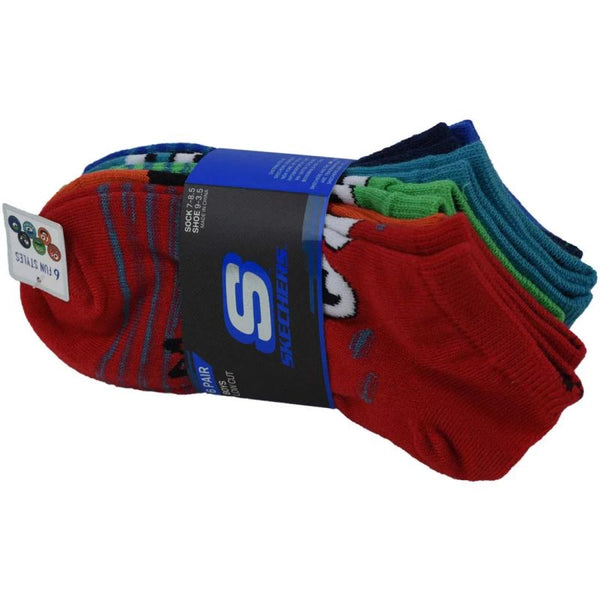 Skechers 6pk Boys Non Terry Low Cut Socks S115172-RDMT Multicolored 31-34 General