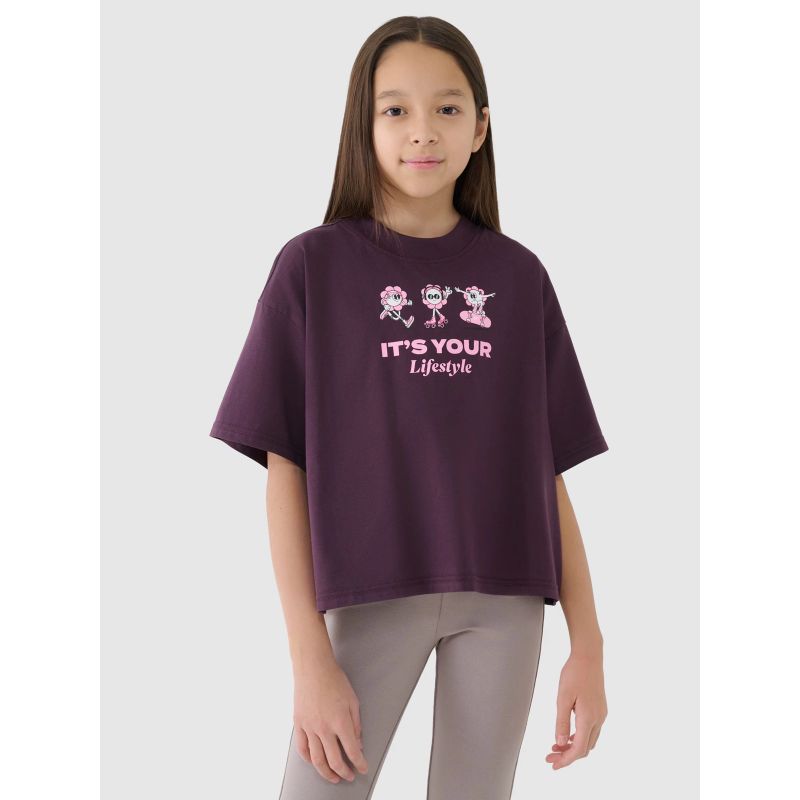 4f Girls' oversize printed crop top 4FJRSS25TTSHF2587-50S General