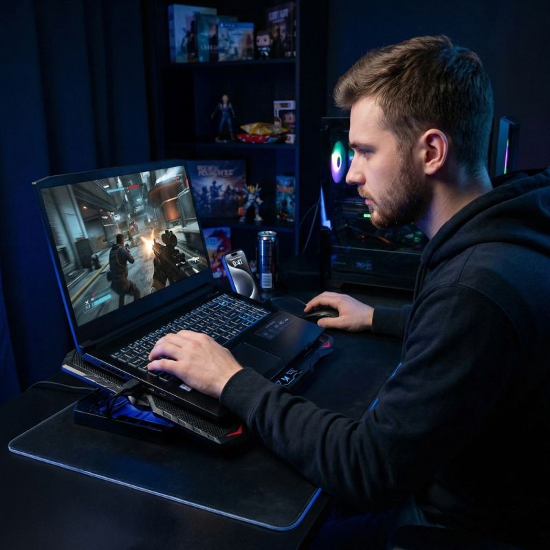 Wozinsky WDCX-015 StormPad RGB Gaming Cooling Laptop Stand - Black fekete phones and accessories