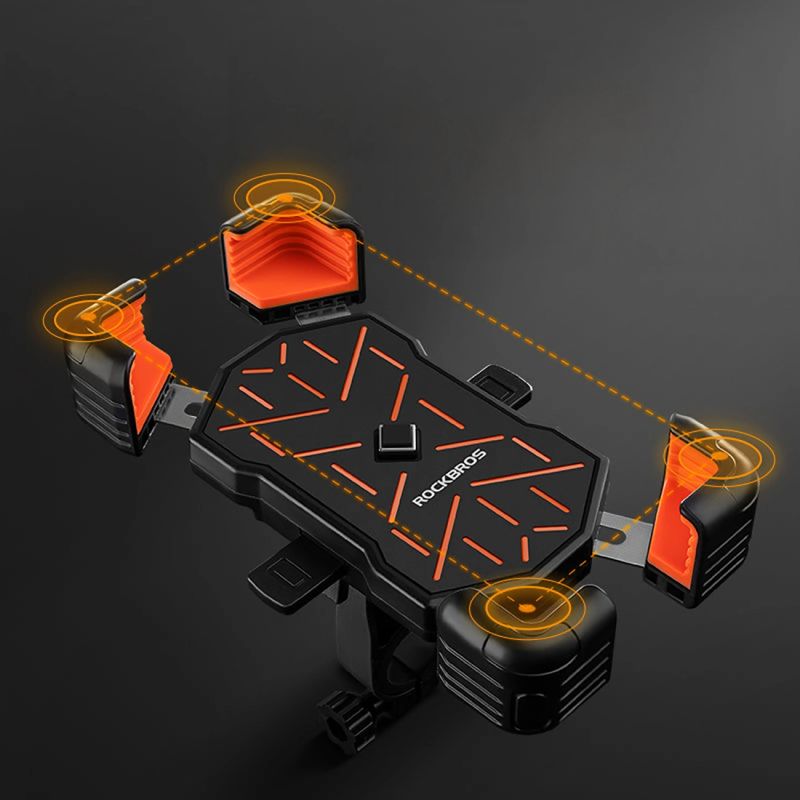 Rockbros HW-117 Handlebar Clamp Phone Holder - Black and Orange czarny || pomarańczowy phones and accessories