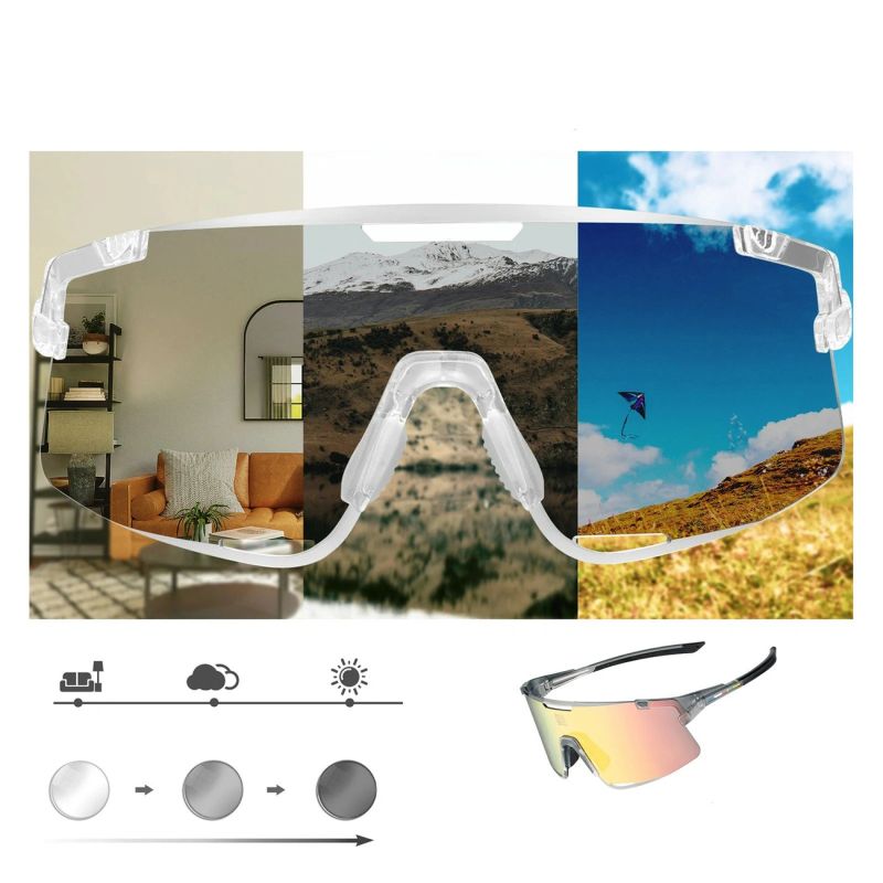 Rockbros SP338 ROAD TO SKY Cycling Glasses with Interchangeable Lenses - Gray szary training equipment