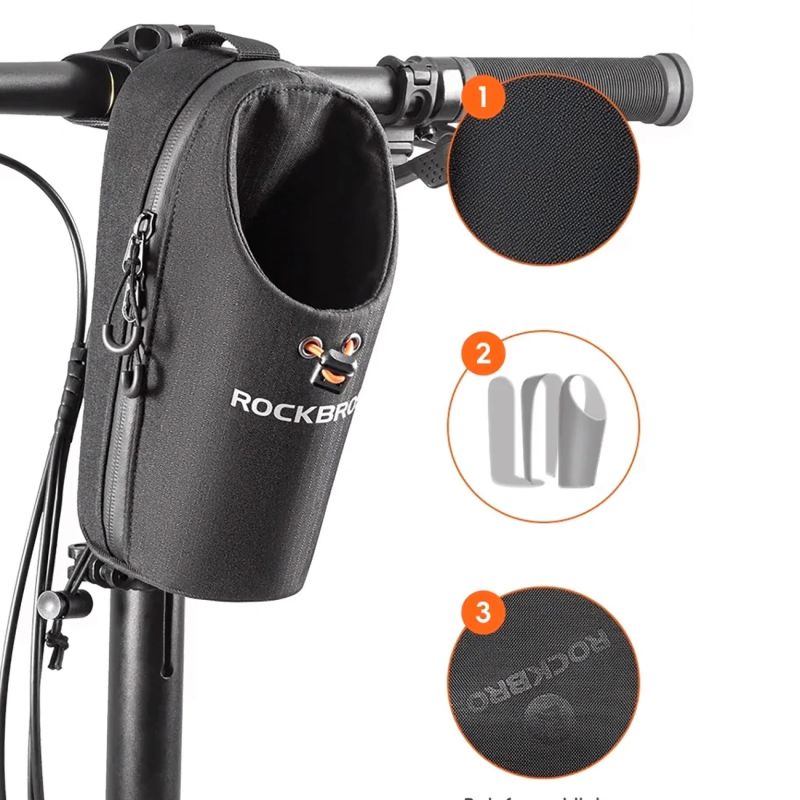 Rockbros P002 Handlebar Compatible with Scooters and Folding City Bikes 1.5L - Black fekete táska