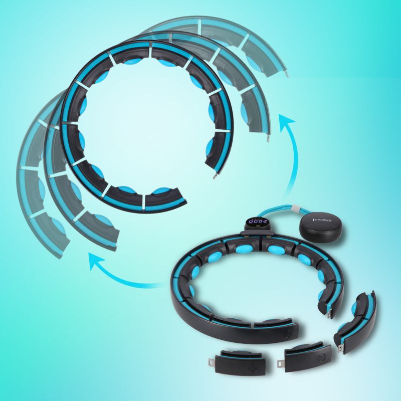HMS Hhm17 Hula Hop Black/Turquoise With Magnets And Weight + Counter fekete edzéssegítő 17-44-589