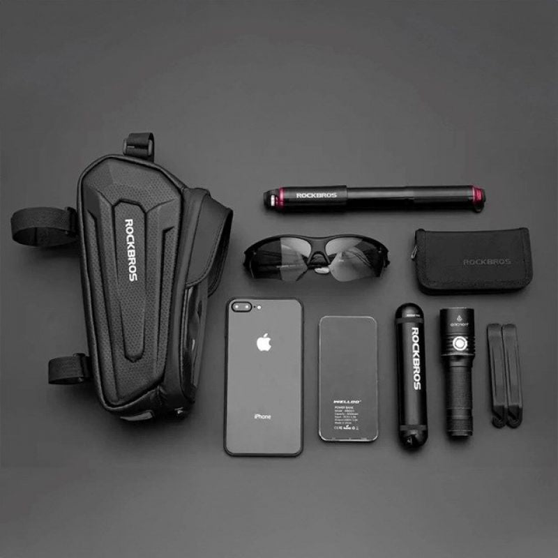 Rockbros B68-1 frame-mounted bicycle bag with phone pocket, 1.7l, black