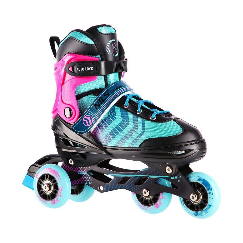NH18192A 4in1 BLACK-PURPLE SIZE M(34-38) ROLLER SKATES WITH HOCKEY SLEEVE NILS EXTREME lila görkorcsolya