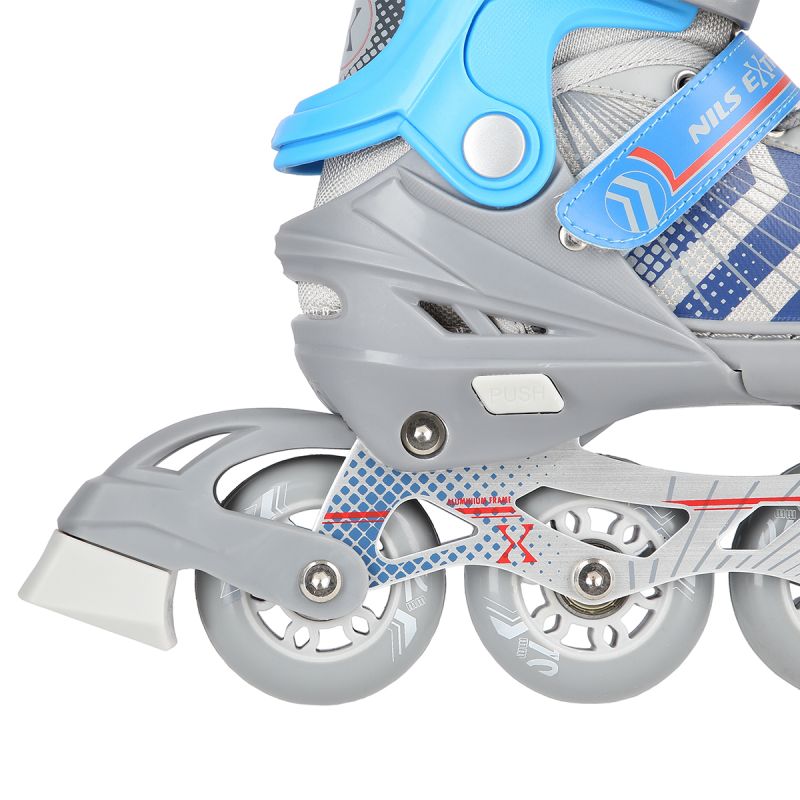 NH18192 4in1 GREY-BLUE SIZE M(34-38) ROLLER SKATES WITH HOCKEY SLEEVE NILS EXTREME kék póló