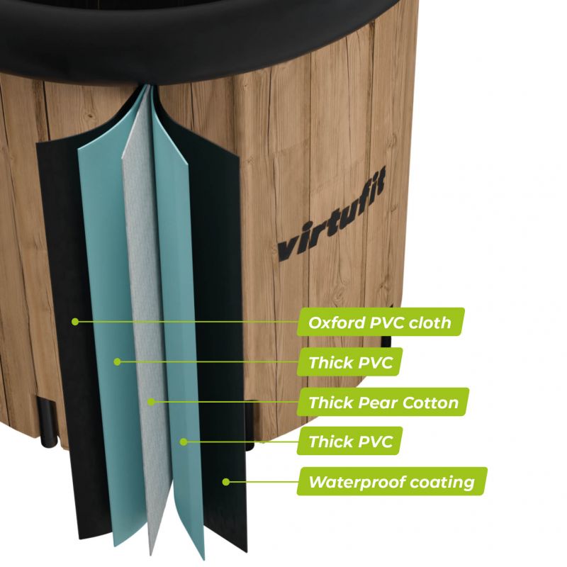 Virtufit Ice Bath Xxl - 375 Liters - Imitation Wood - With Accessories Egyéb