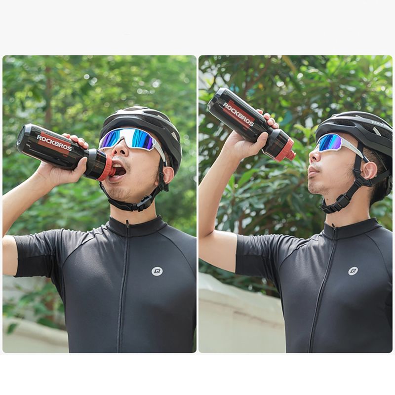 Rockbros 750 ml Bike Bottle - Transparent Black with Red Mouthpiece przezroczysty || czerwony water bottles, training equipment