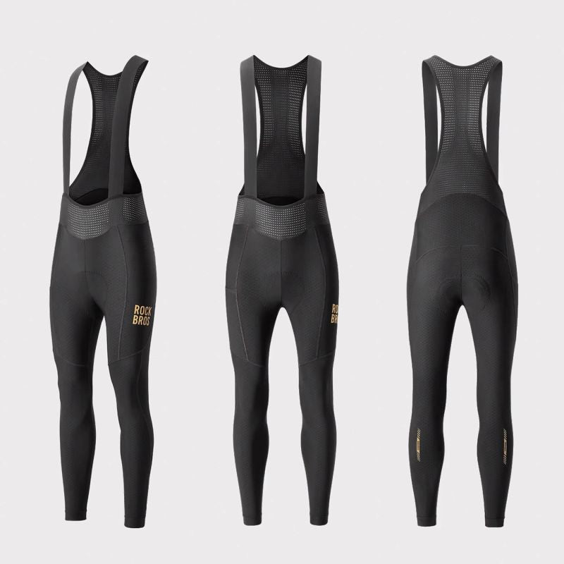 Rockbros Long Fleece Bib Tights with Pad Size - Black fekete nadrág