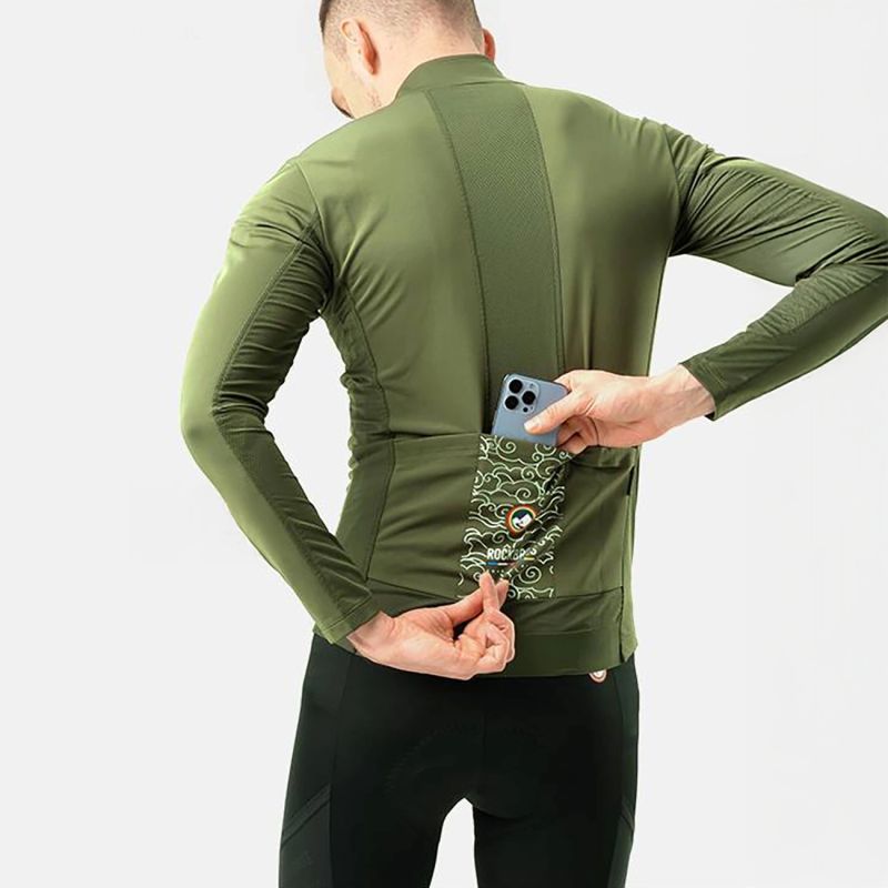 Rockbros ROAD TO SKY windproof insulated cycling jersey L - green l \ zielony pulóver
