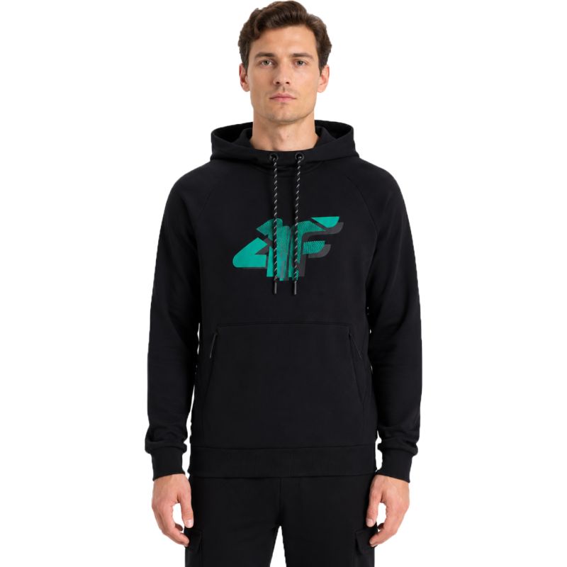4F Men's sweatshirt M2241 deep 20S fekete kapucnis pulóver 4FWSS26TSWSM224120S