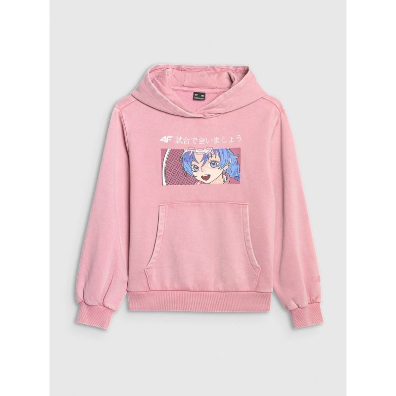 Girls' sweatshirt with hood, open, 4F 4FJRAW25TSWSF2294-54S kapucnis pulóver