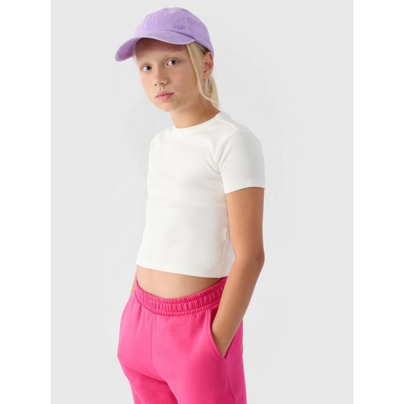 Girls' plain T-shirt 4F 4FJRSS24TTSHF2053-11S póló