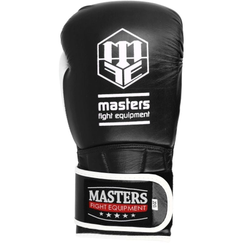 MASTERS FIGHT EQUIPMENT MASTERS RBT-PERFECT-GRIP Leather Boxing Gloves 12 oz biało - czarne kesztyű 01587-12-0105