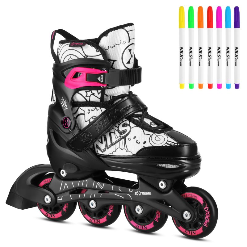 NH10907 4in1 ROLLER SKATES WITH EXTENDED HOCKEY BLADES TINTS PINK SIZE L (39-42) NILS EXTREME rózsaszín utcai cipő