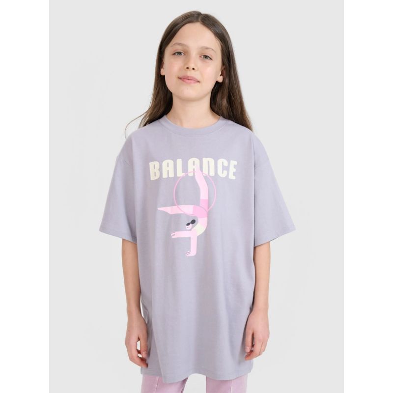 Oversized T-shirt with print for girls 4F 4FJRSS25TTSHF2646-25S póló