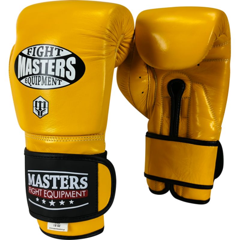 MASTERS FIGHT EQUIPMENT RBT-MEX Leather Boxing Gloves 12 oz Yellow sárga kesztyű 012204-12