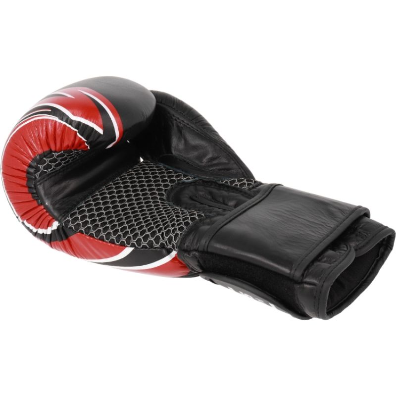 MASTERS FIGHT EQUIPMENT RBT-5A leather boxing gloves black and red piros kesztyű 0155-120102
