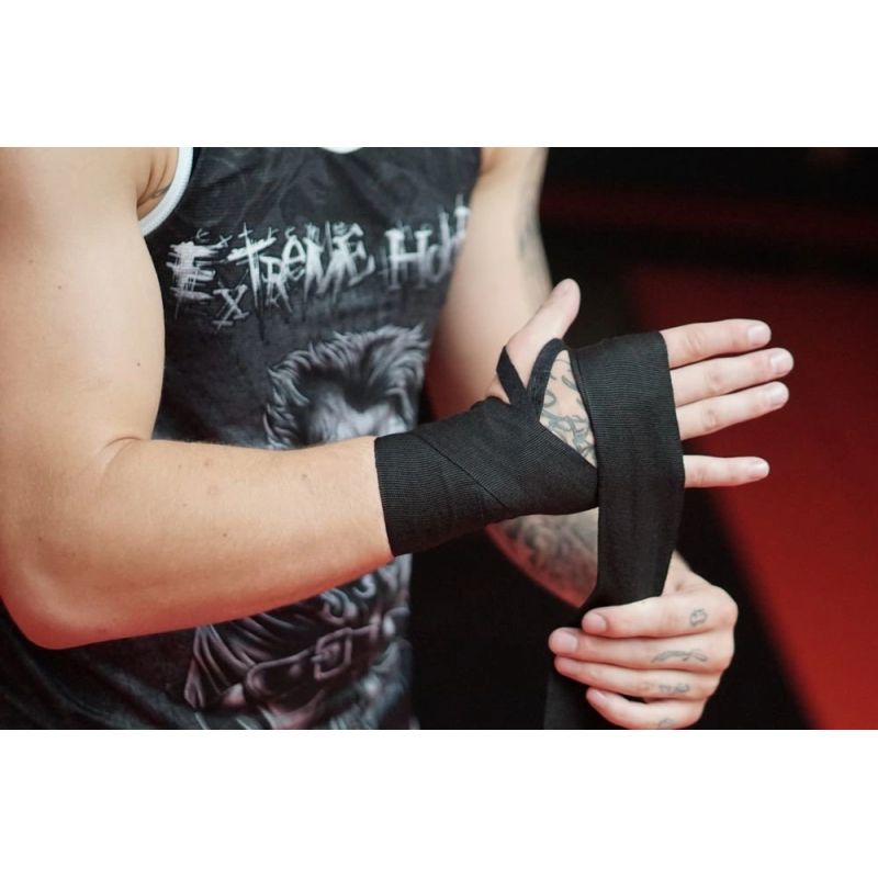 DBX Bushido Cotton Boxing Wraps - 4 Meters | Black elastyczne złote martial arts equipment