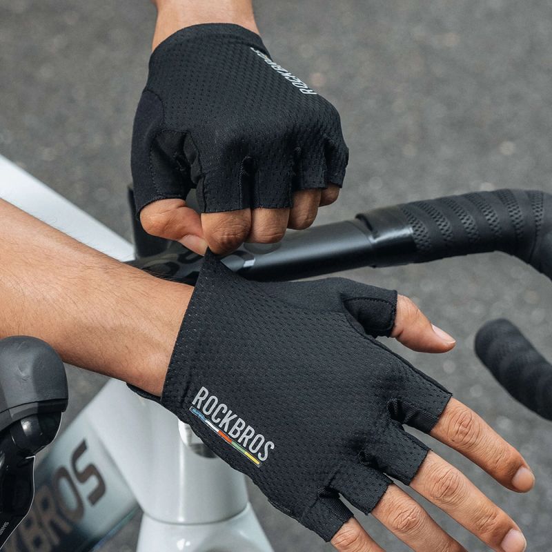Rockbros ROAD TO SKY Short Shock Absorbing Cycling Gloves M - Black m \ czarny kesztyű 16220043002-211644