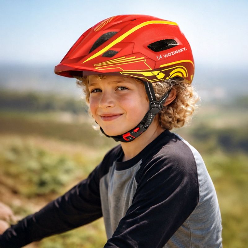Wozinsky Kids' Full Face Bike Helmet with USB Rear Light S - Red and Yellow czerwony || żółty védőfelszerelés HT-27N-199813