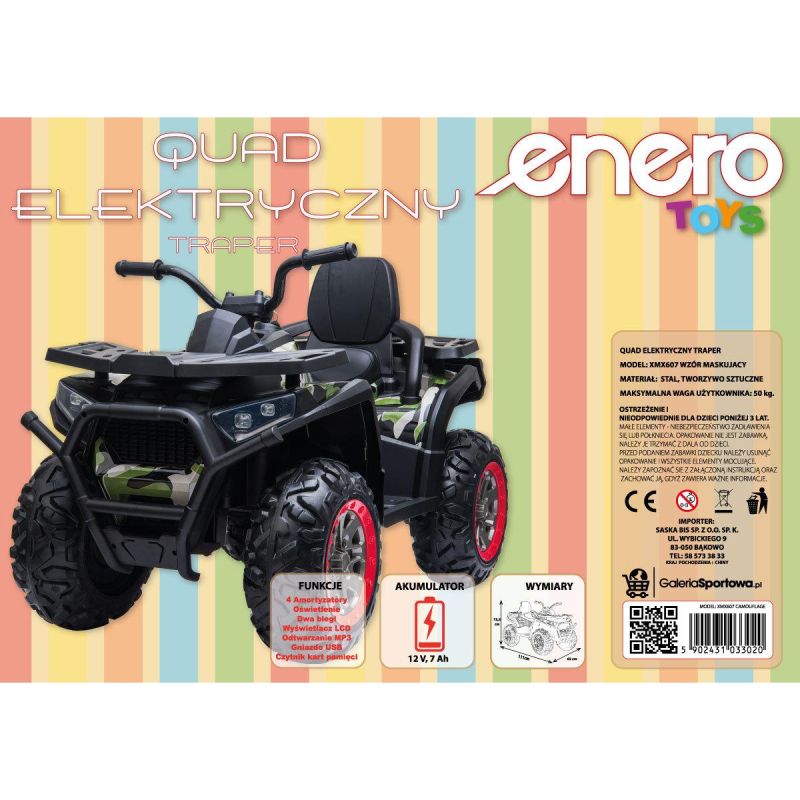 Enero Battery-Powered Quad Car Traper Military toys