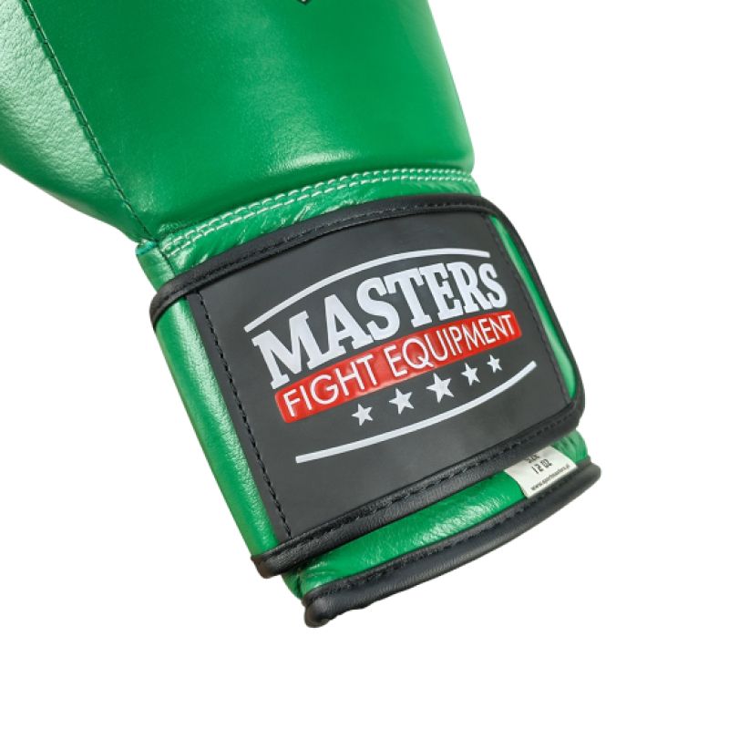 MASTERS FIGHT EQUIPMENT RBT-GREENSTRIKE Leather Boxing Gloves 12 oz Green zöld kesztyű 012310-12