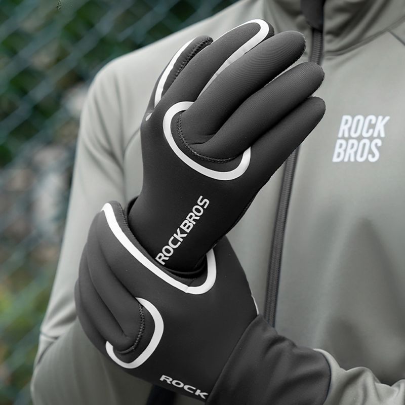 Rockbros full waterproof cycling gloves, size: S/M - black s || m kesztyű
